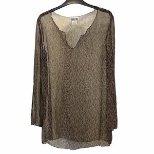 Silk Tunic Sheer Black and Tan Top